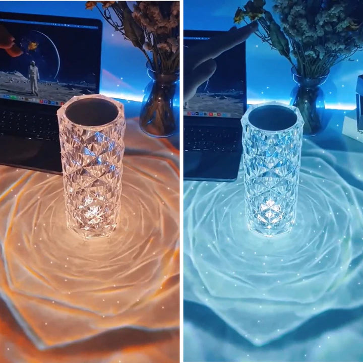 Luminária de Luxo Cristal Light – 16 Cores Sensível ao Toque + Controle Remoto