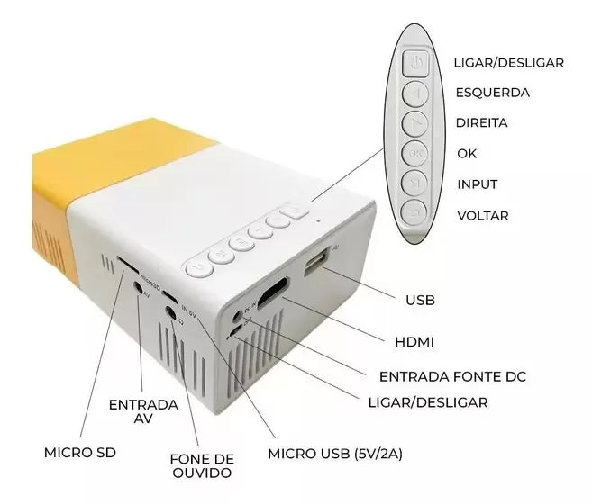 Mini Projetor Portátil Led Full HD