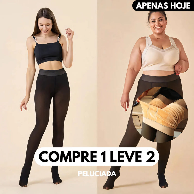 Hot Diva™ – Meia Calça Peluciada com Efeito Translúcido e Forro Aveludado