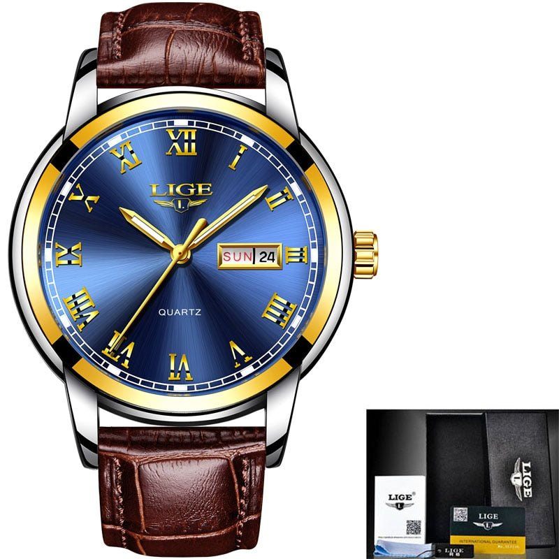 Relógio Masculino TitaniumLige - Pulseira em Couro Legitimo
