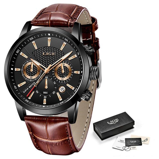 Relógio Masculino TitaniumLige - Pulseira em Couro Legitimo