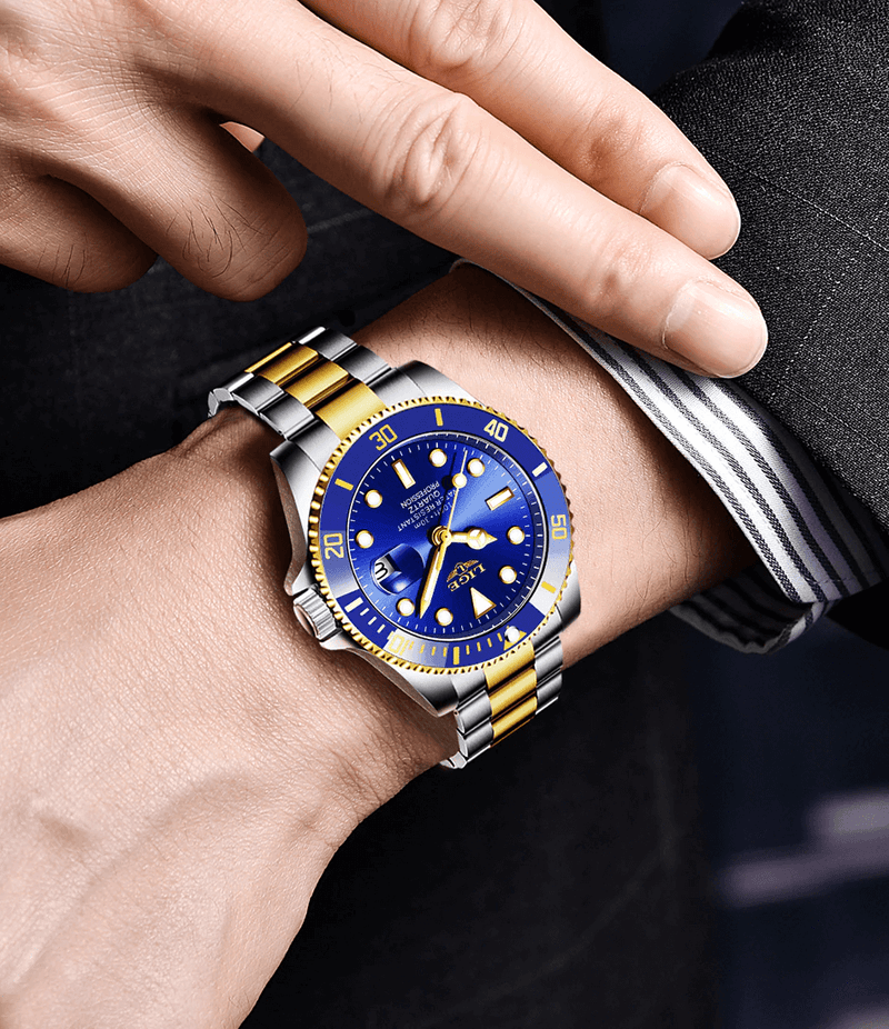Relógio Masculino Elegante em Aço Inoxidável com Resistência à Água
