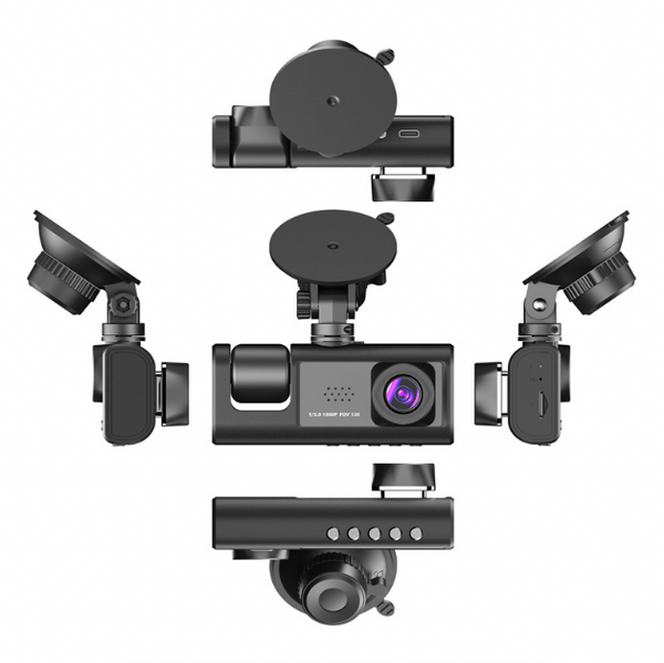 Câmera Veicular 3 em 1 DriveVision™ 360 – Gravação HD + Visão Noturna + Wi‑Fi