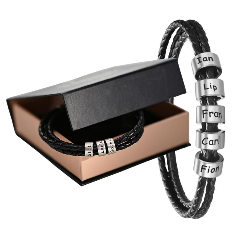 Pulseira Couro Personalizável - Aço Inoxidável | Gravação a Laser