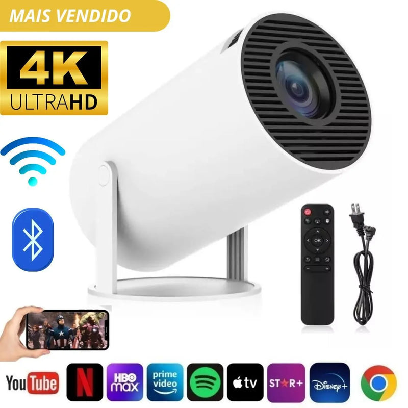 Projetor CineBox Pro™ 4K – Imersão Total em Qualquer Lugar