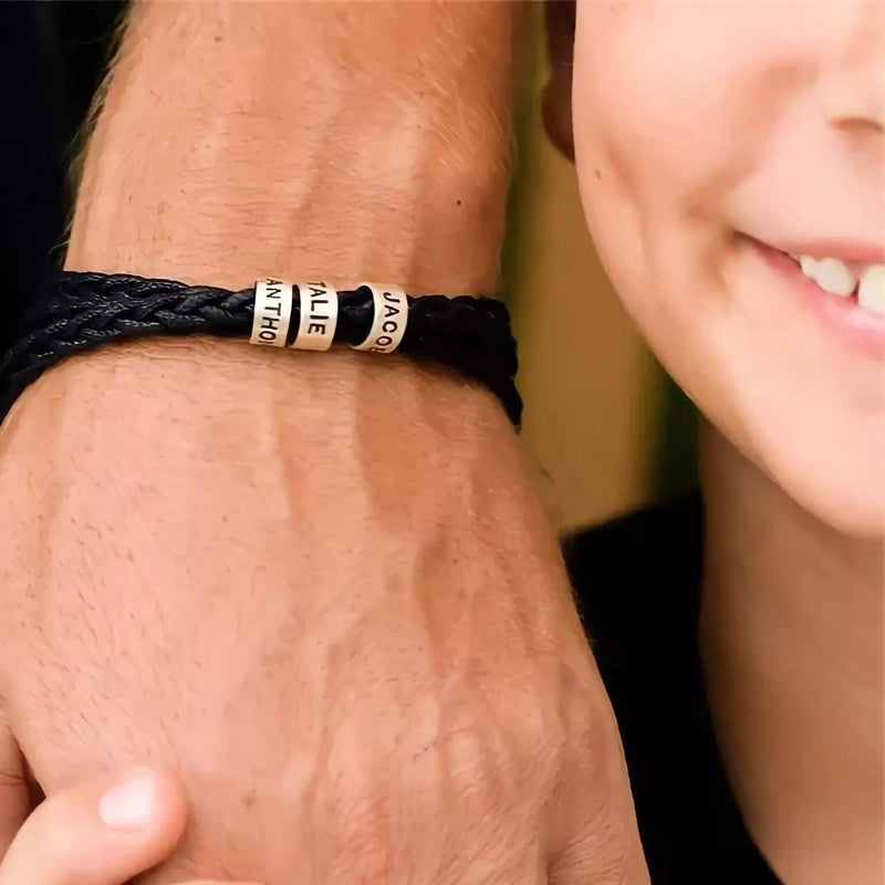 Pulseira Couro Personalizável - Aço Inoxidável | Gravação a Laser