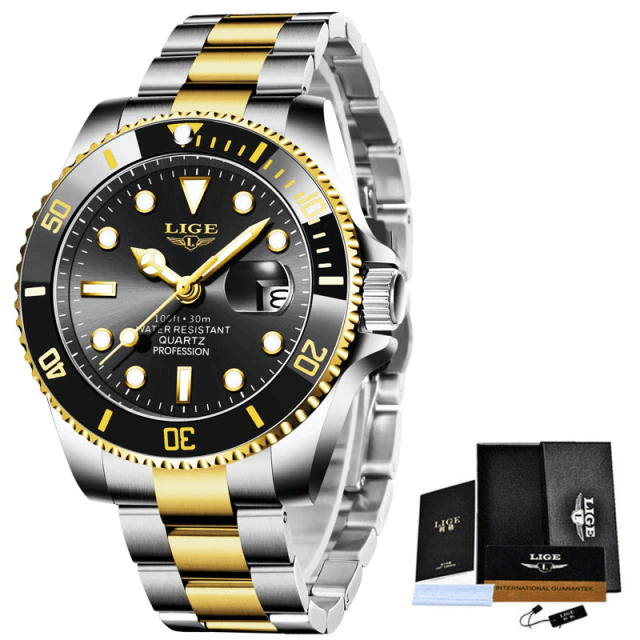Relógio Masculino Elegante em Aço Inoxidável com Resistência à Água