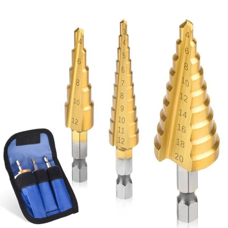 Kit 3 Brocas Titânio Escalonada