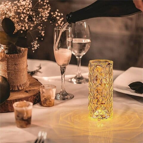 Luminária de Luxo Cristal Light – 16 Cores Sensível ao Toque + Controle Remoto
