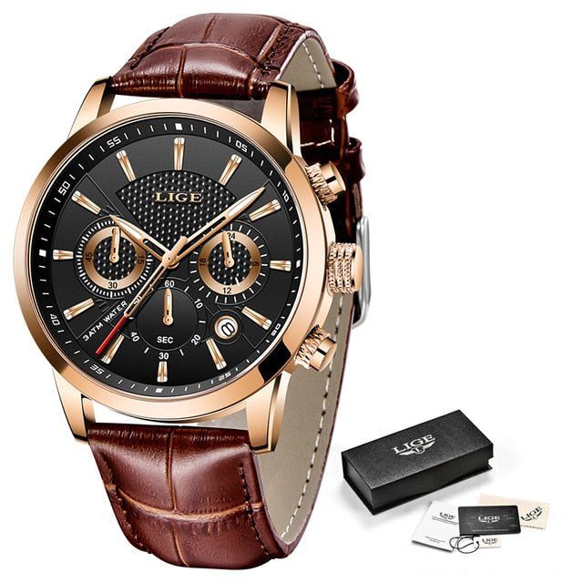 Relógio Masculino TitaniumLige - Pulseira em Couro Legitimo