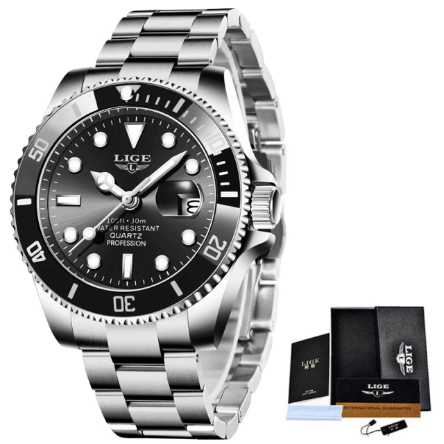 Relógio Masculino Elegante em Aço Inoxidável com Resistência à Água