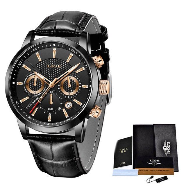 Relógio Masculino TitaniumLige - Pulseira em Couro Legitimo