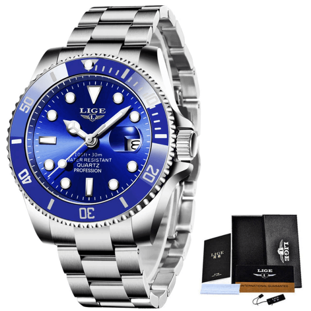 Relógio Masculino Elegante em Aço Inoxidável com Resistência à Água