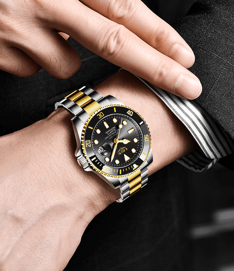 Relógio Masculino Elegante em Aço Inoxidável com Resistência à Água