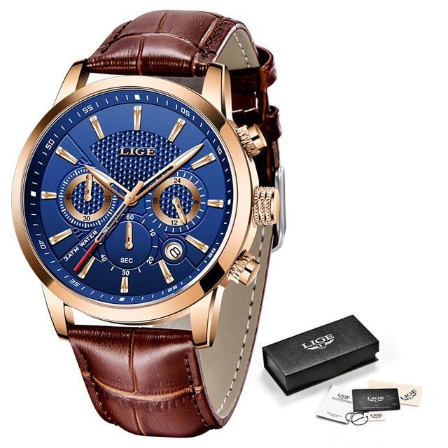 Relógio Masculino TitaniumLige - Pulseira em Couro Legitimo