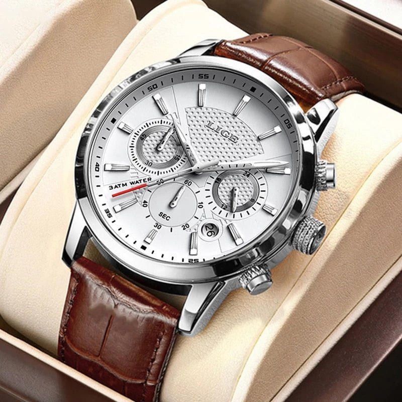 Relógio Masculino TitaniumLige - Pulseira em Couro Legitimo